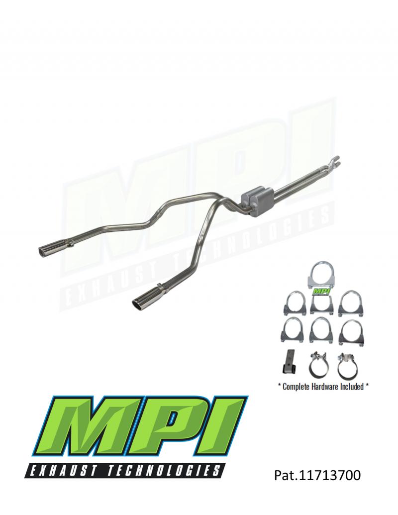 MPI Exhaust Technologies Clamp-on Kit w/Mufflers & Polished Bright Chrome Tips Ford 2011-2016 6.2L V8 - F252-UBTBCM-C